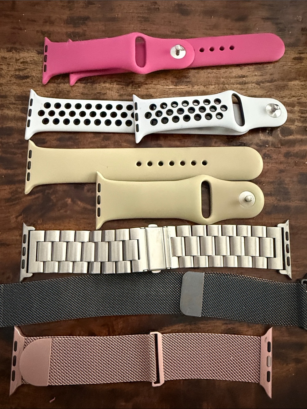 Apple Replacement Watch Band Lot — Pink, White, Cream, Silver, Black, Rose Gold